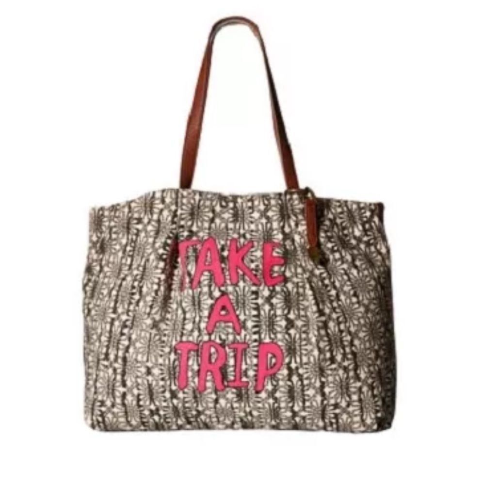 Lucky Brand LB2971 Black/ Cream/ Pink Take a Trip Portland Tote Bag